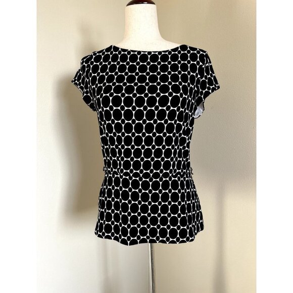 WHBM Mod Black & White Polka Dot Top S - Picture 7 of 10